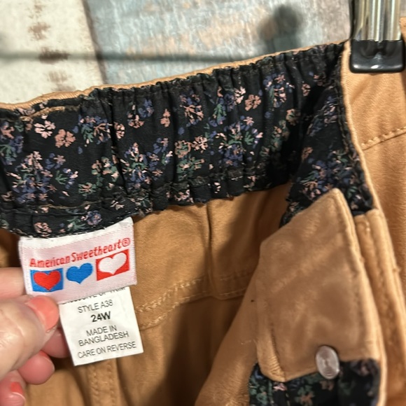 American Sweetheart 24W brown cotton elastic waist pants - Picture 7 of 15